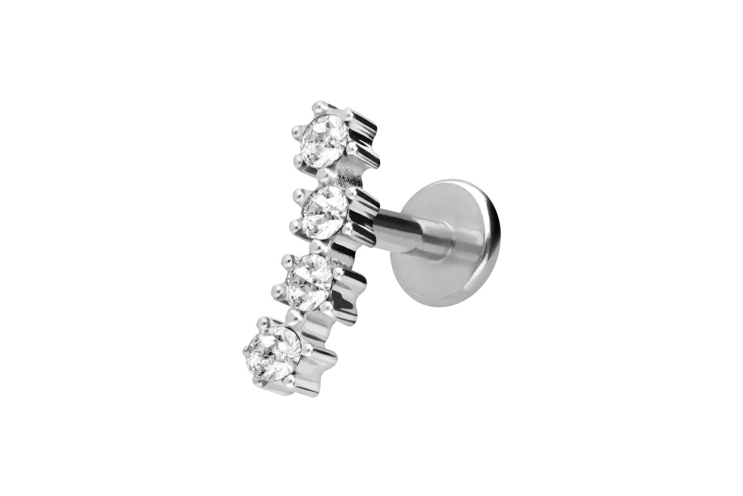 Titan Labret Piercing mit Innengewinde 4 EINGEFASSTE KRISTALLE